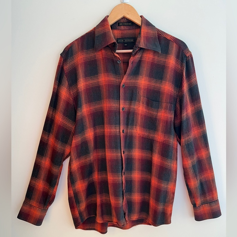 JACK LIPSON Plaid Flannel Long Sleeve Button Front Shirt Casual Cabincore Winter - Picture 1 of 11